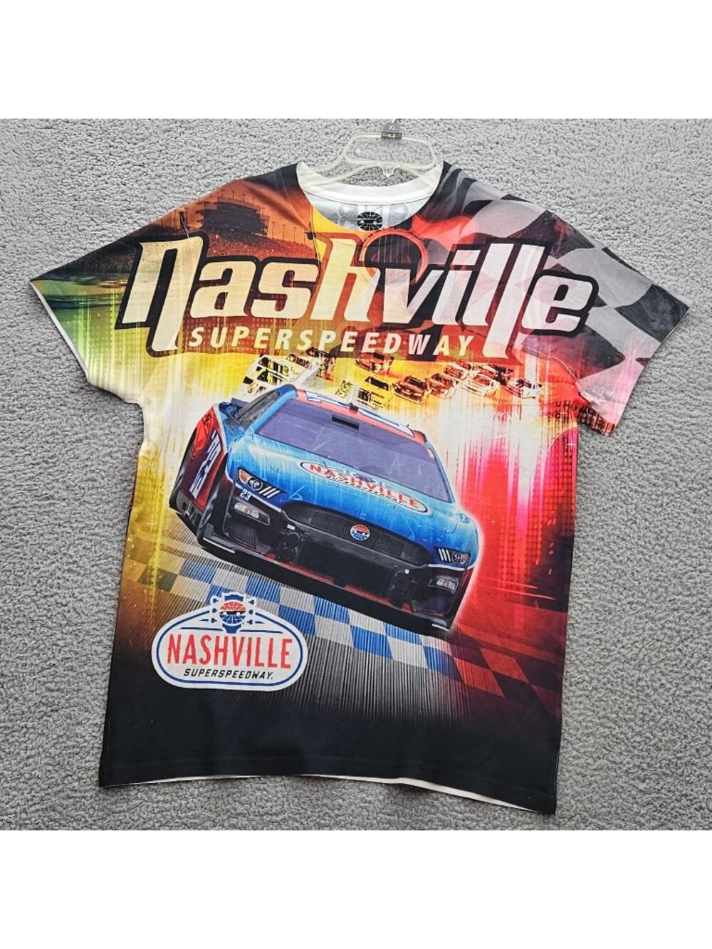 Nashville Superspeedway Racing T-Shirt Guitars Fast Cars Design Size M